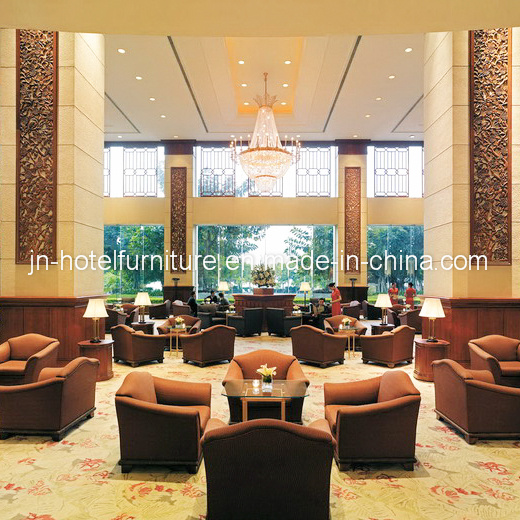 Wooden Fabric Upholstered Hotel Lobby Sofa