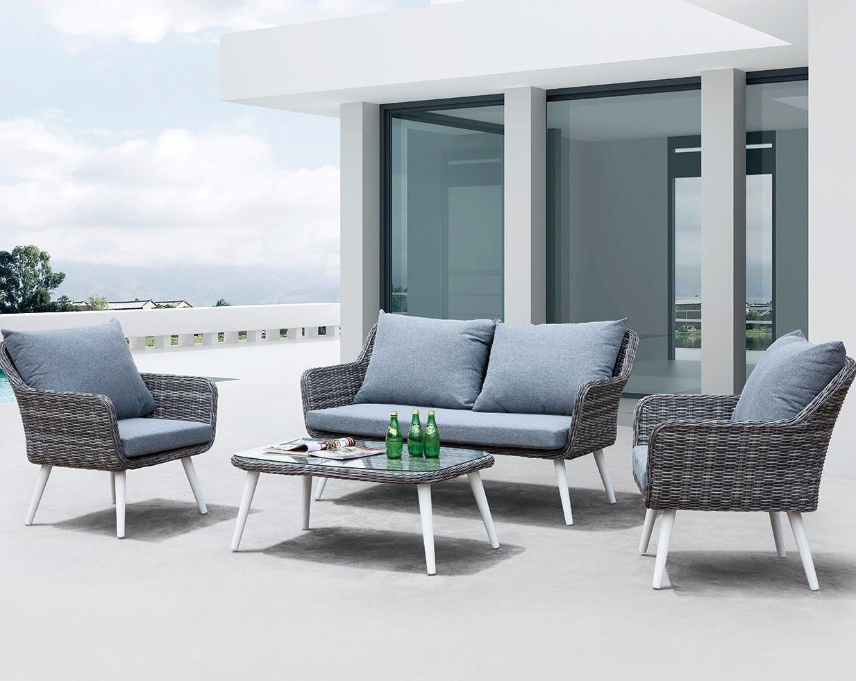 Wicker Garden Patio Home Hotel Office Springs Lounge Set Outdoor Sofa Set (J689)
