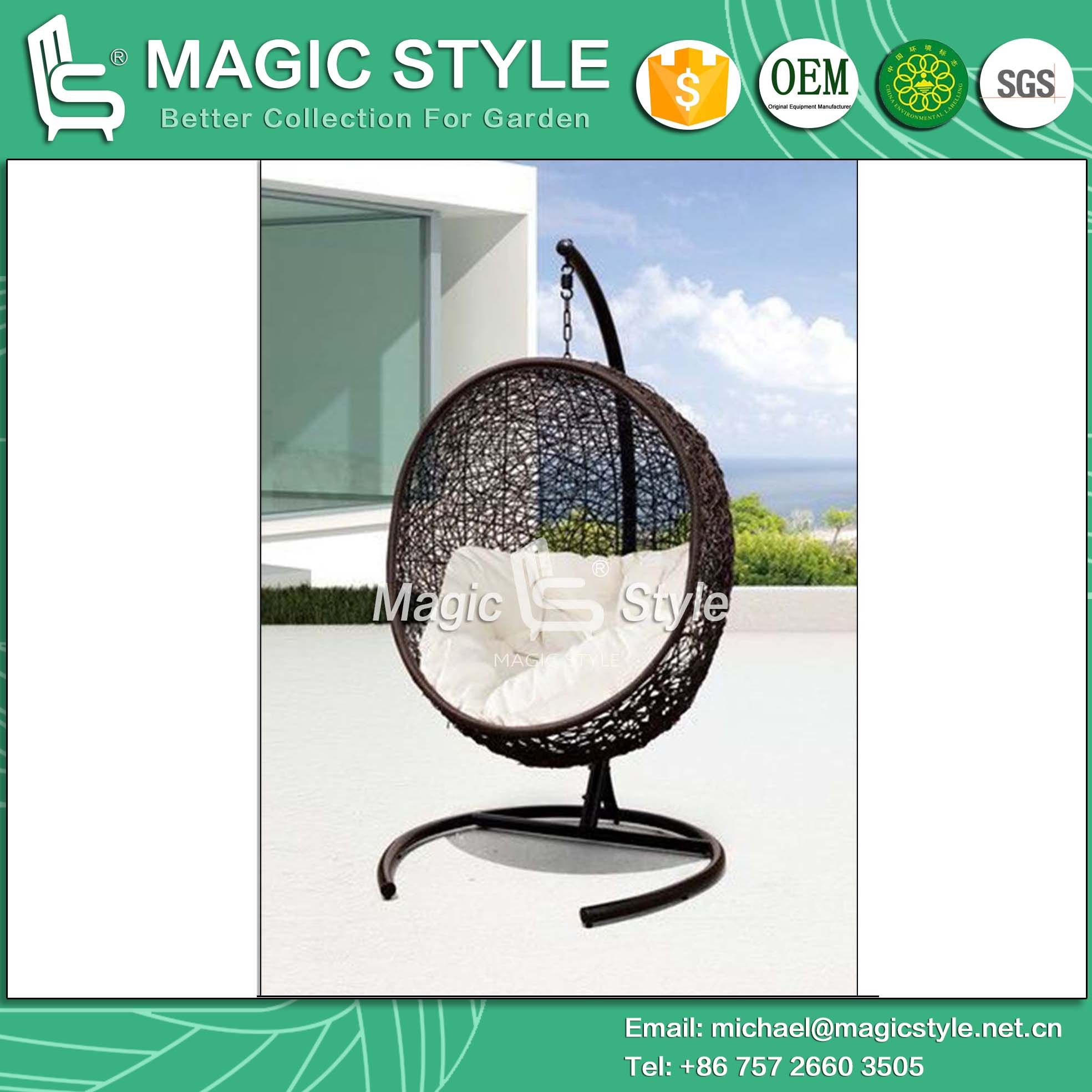 Balcony Swing Hammock Chair Hanging Chair Rattan Swing Wicker Swing Leisure Swing (Magic Style)