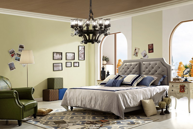 Foshan City Furniture Manufacturers Modern Soft Leather Bed with Headboard
