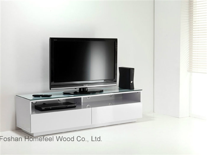 Simple Design Wooden TV Stand with Glass Top (HF-EY08316)