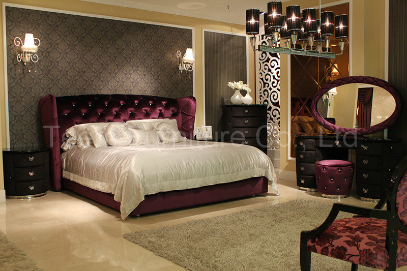 European Modern Bedroom Furniture Solid Wood Bed