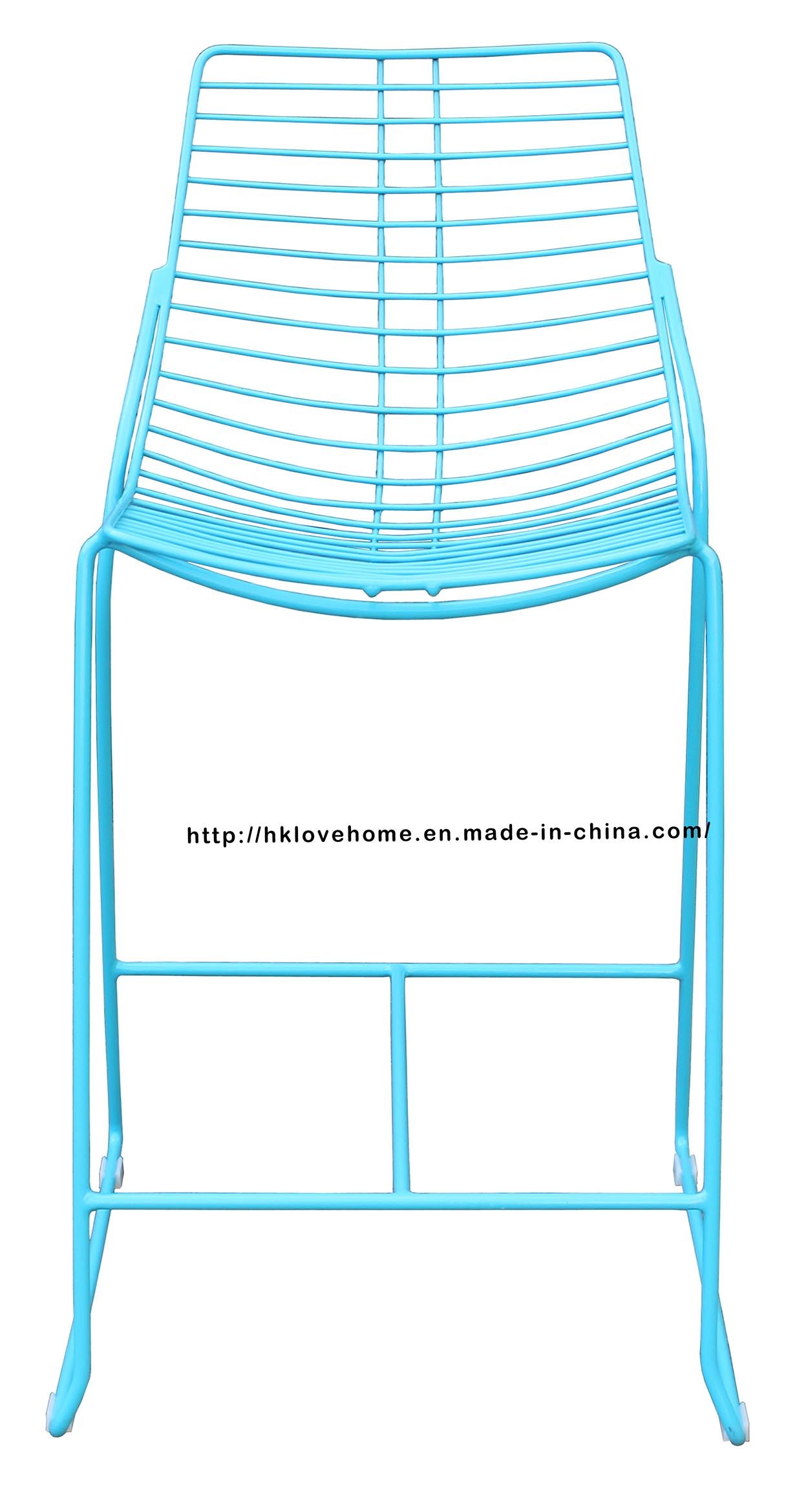 Modern Metal Dining Restaurant Stackable Side Wire Counter Chair