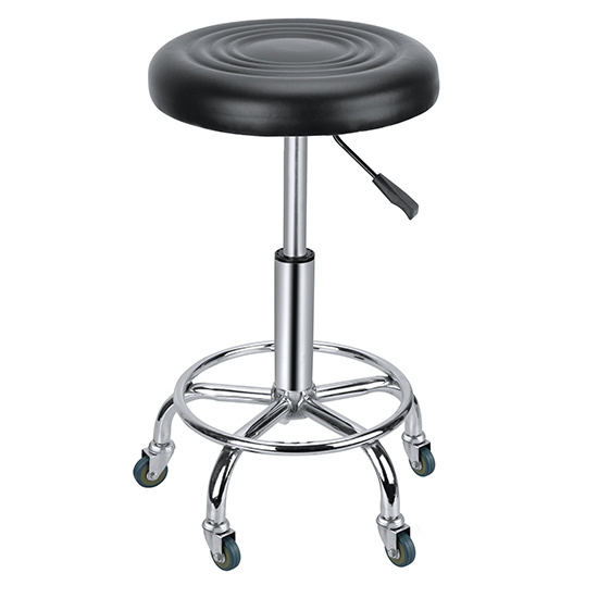 Black Round Stool with Footrest Hair Beauty Salon Zc21