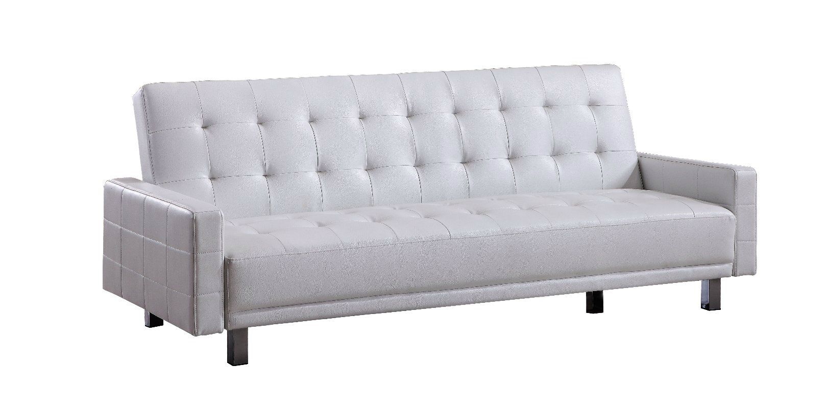 PU Sofa Cum Bed Withmetal Chrome Legs
