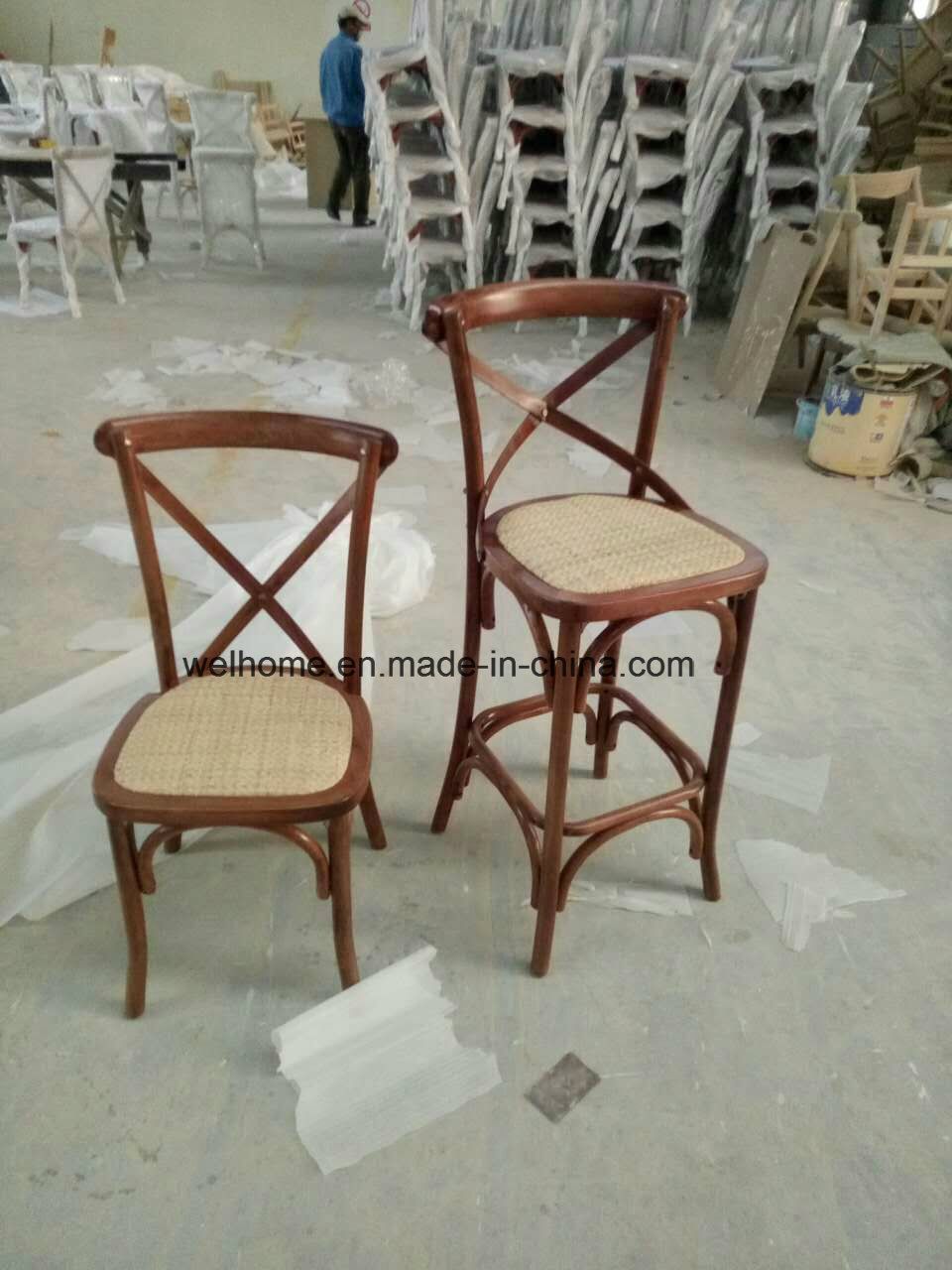 Oak Cross Back Bar Stool