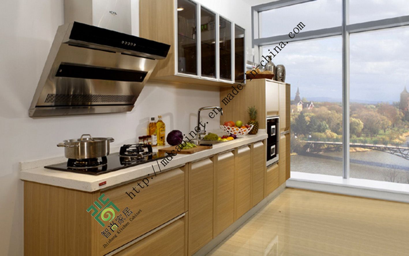 Europe Standard UV Lacquer Birch Wood Kitchen Cabinet (zs-215)