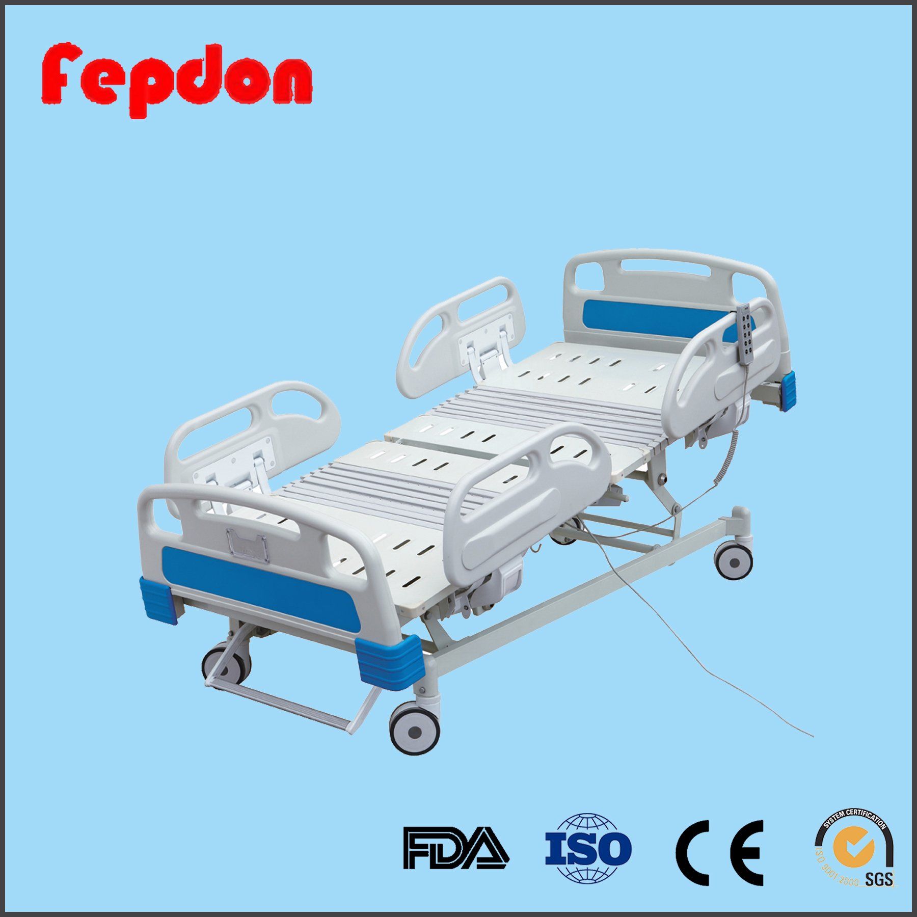 Five Function Electric Hospital Patient Bed with Castor Brake (HF-858)