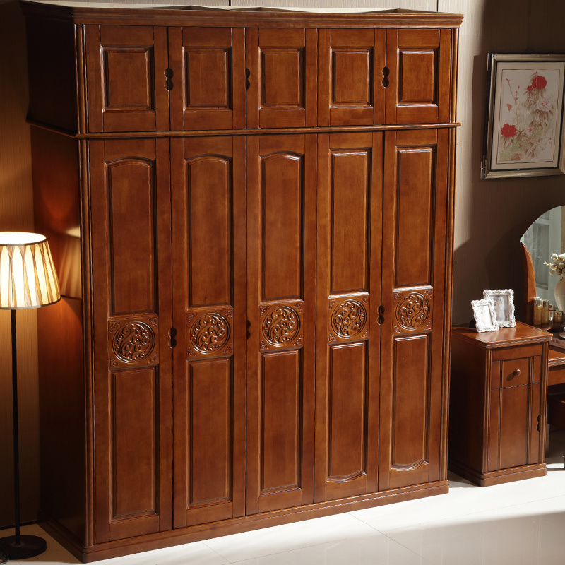 Cheap Price Simple Design Solid Wooden Bedroom Wardrobe (GSP9-018)