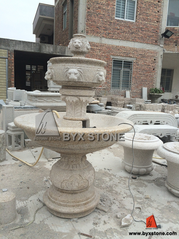 G682 Yellow Granite Water Fountain for Garden Decoration