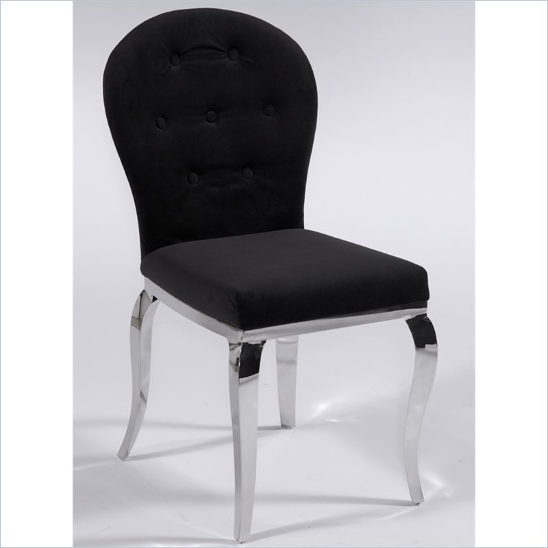 Modern Dining Room Side Fabric Chair with Stainless Steel Chrome Legs