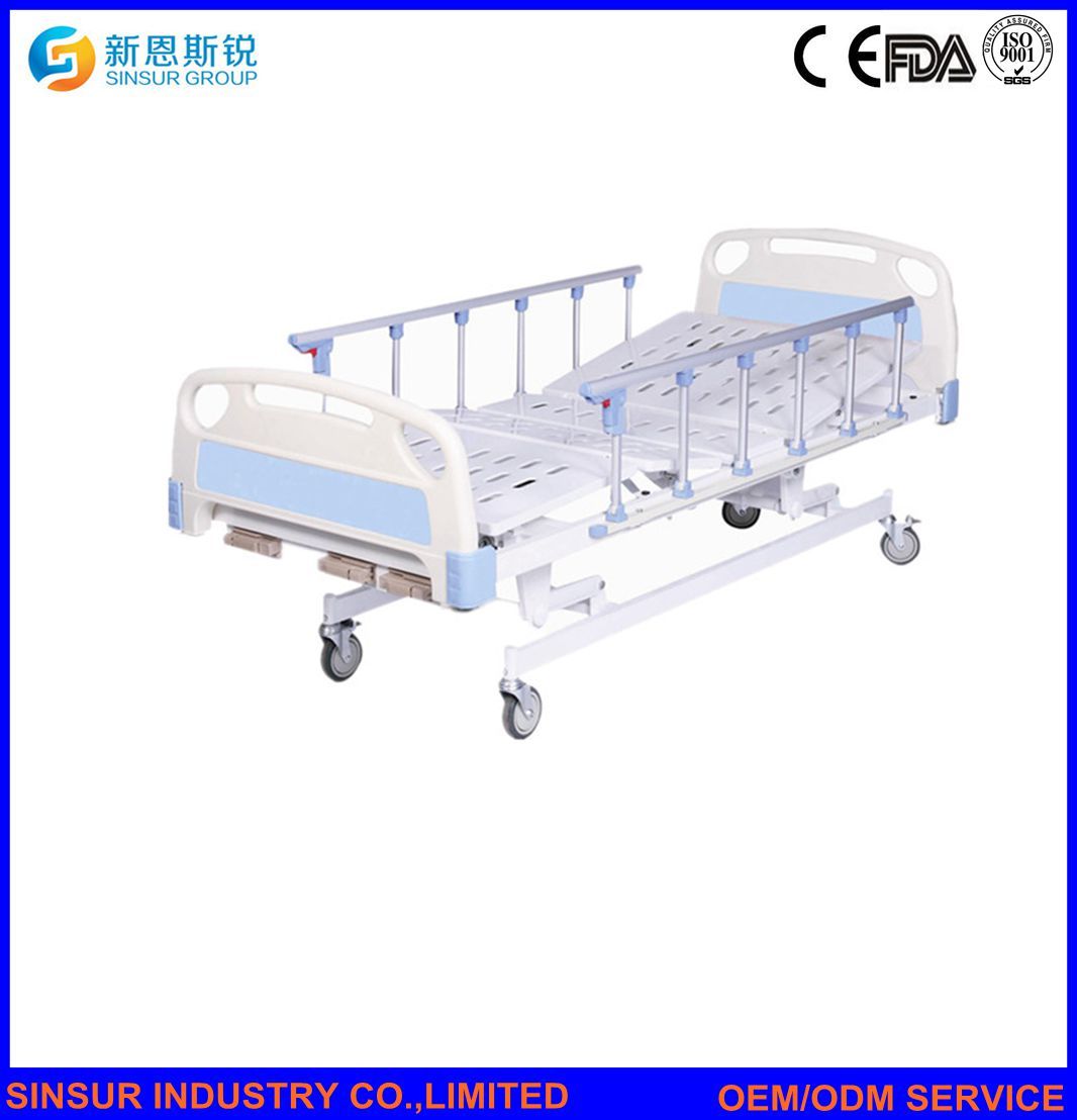 China Cost Medical Manual Three Crank/Shake Hospital Ward Patient Bed