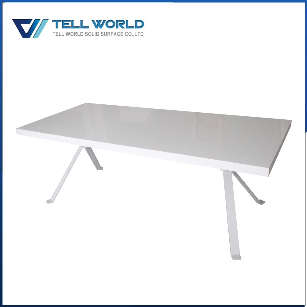 Modern Design White Gloss Corian Square Restaurant Coffee Hotel Dining Table