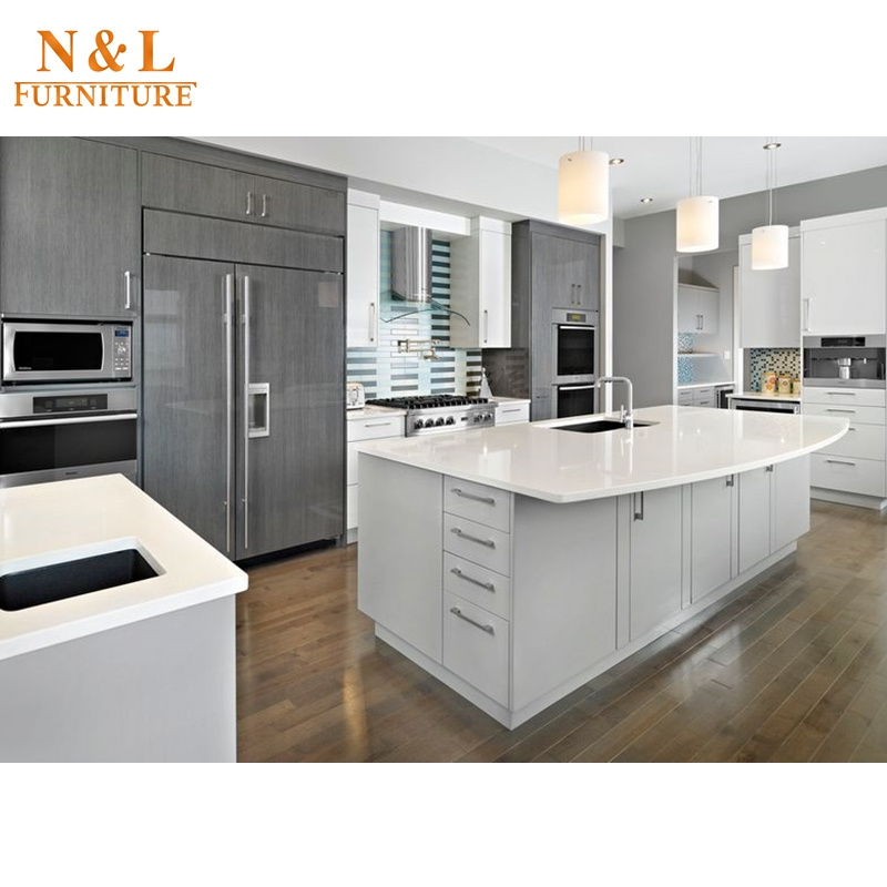 Modern and Simple MFC Finished Wood Kitchen Cabinet