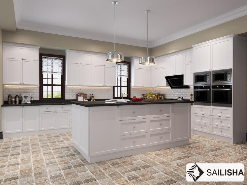 Modern Home Hotel Furniture Island Europe Wood Kitchen Cabinet