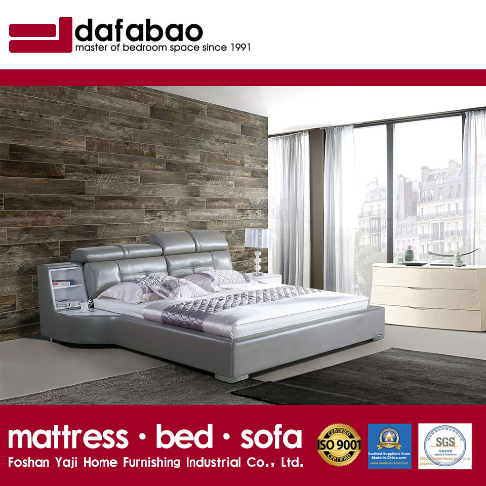 Grey Color Leather Bed for Bedroom Use (FB8128)