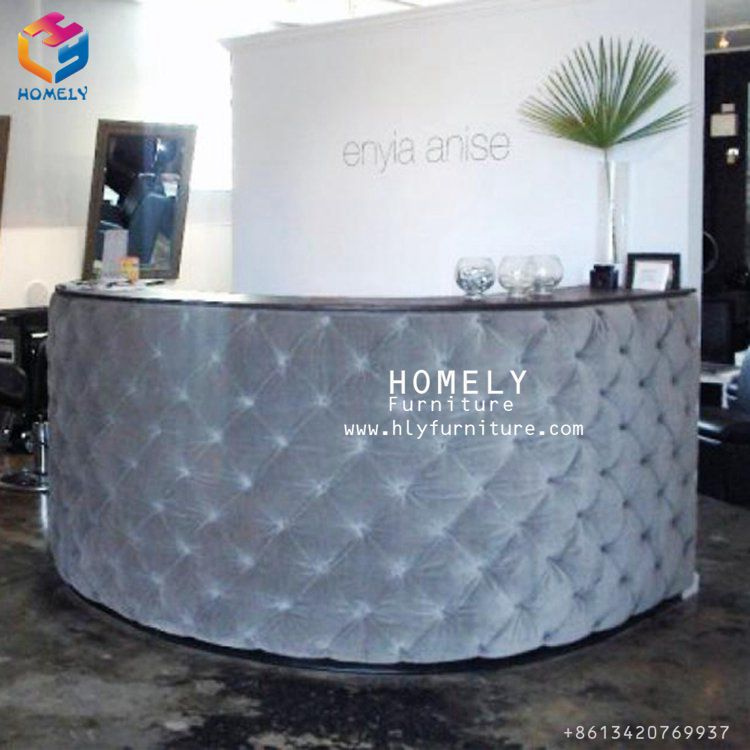 Salon Beauty White Counter Top Half Round Reception Table