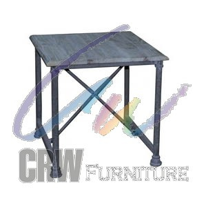 Metal Frame Pine Side Table