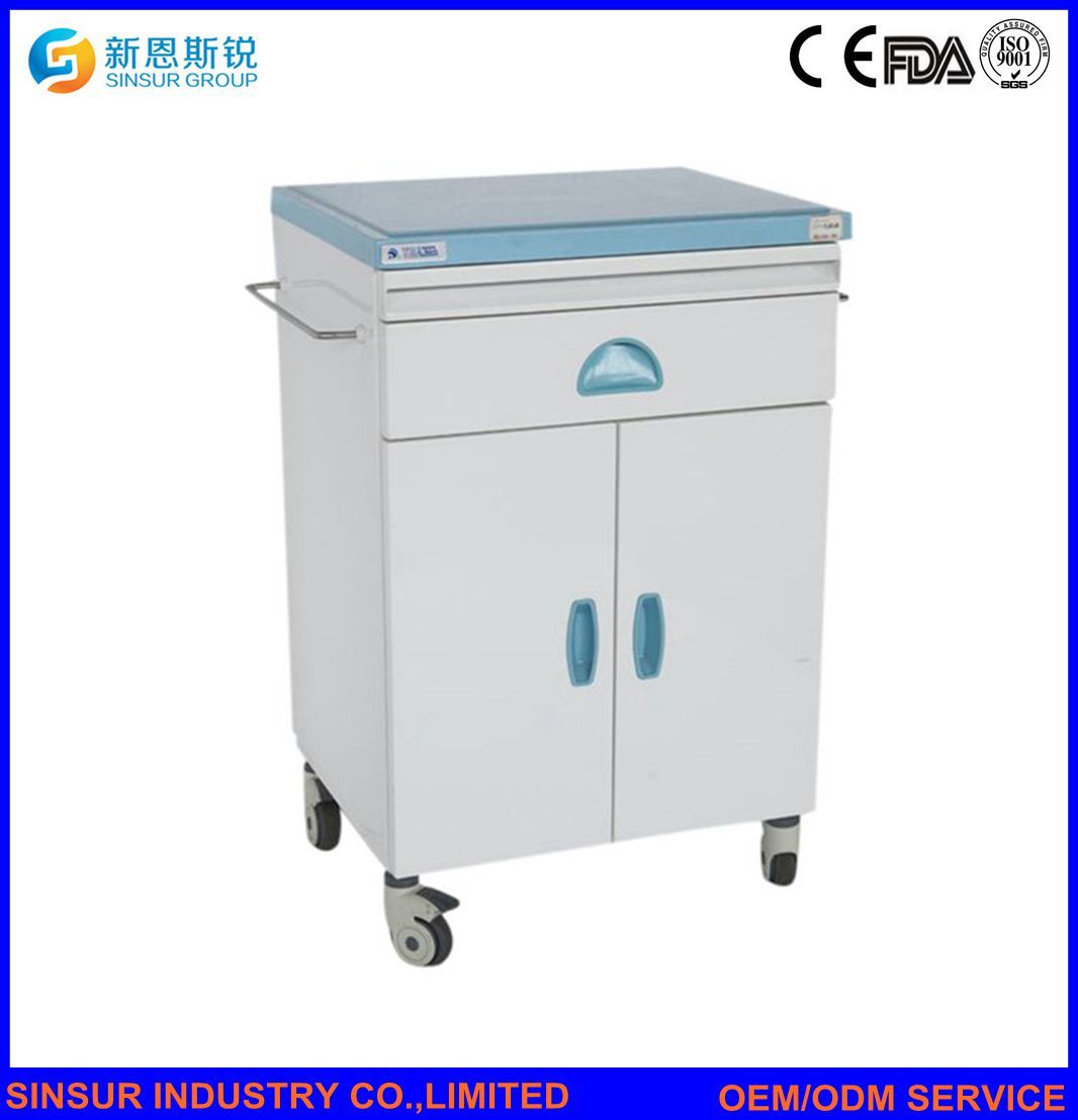 Luxury Two-Doors Medical Use ABS Hospital Bedside Cabinet with Castors