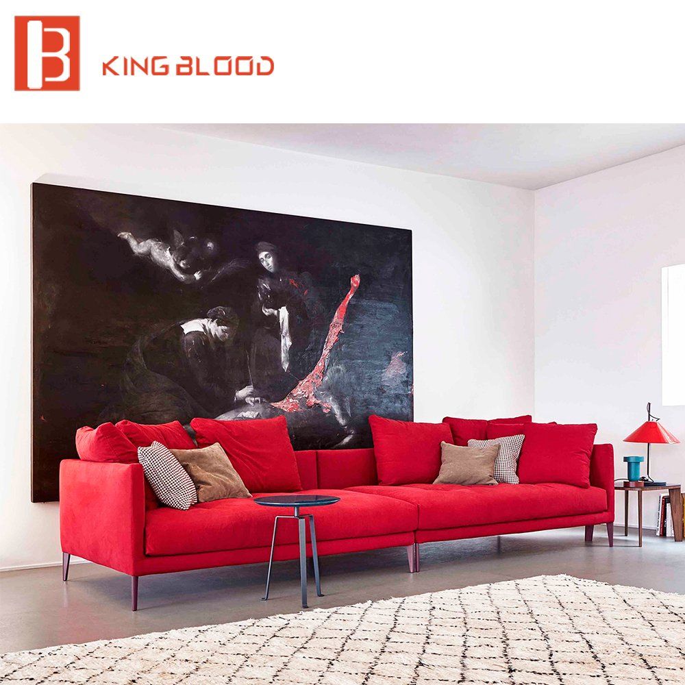 Popular Red Color Fabric Upholstery Sofas for Outlet