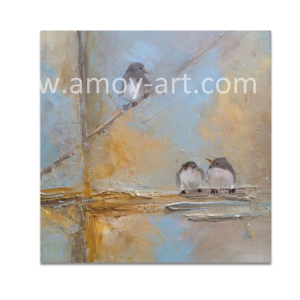 Warm Colors Three Birds Oil Painting for Wall Decor