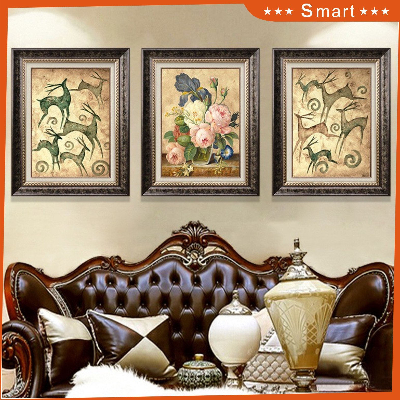 Beautiful Flower Paintings Wall Art on Canvas Used in Hotel Decoration