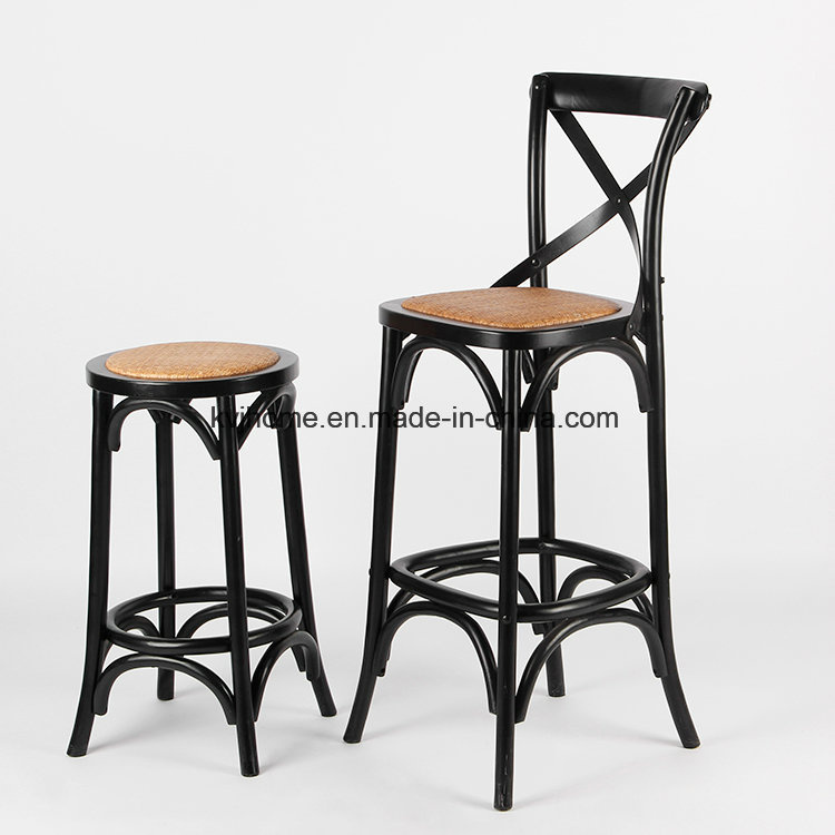 Wooden Cross Back High Bar Chair (DC-112)