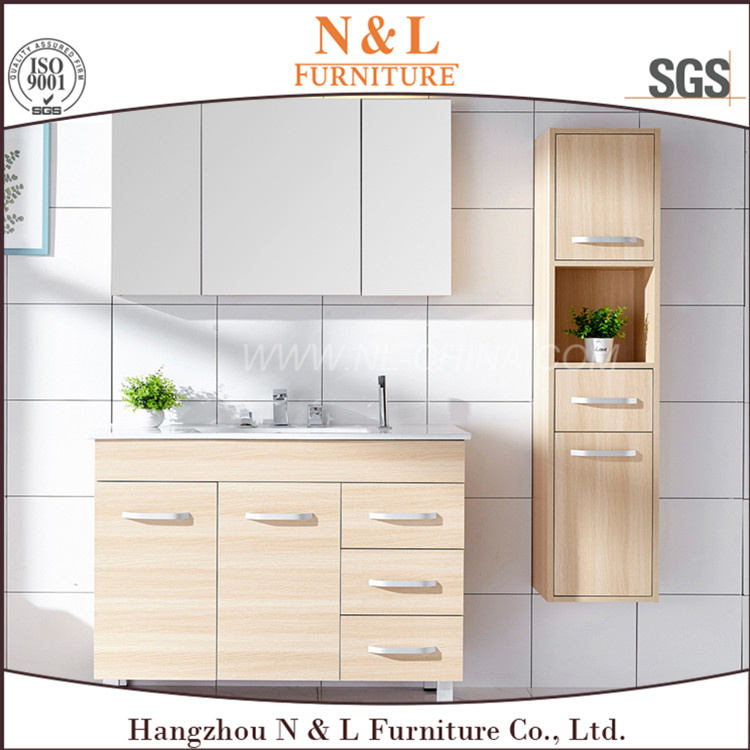 N&L Simple Modern PVC Bathroom Vanity with Mirror Cabinet