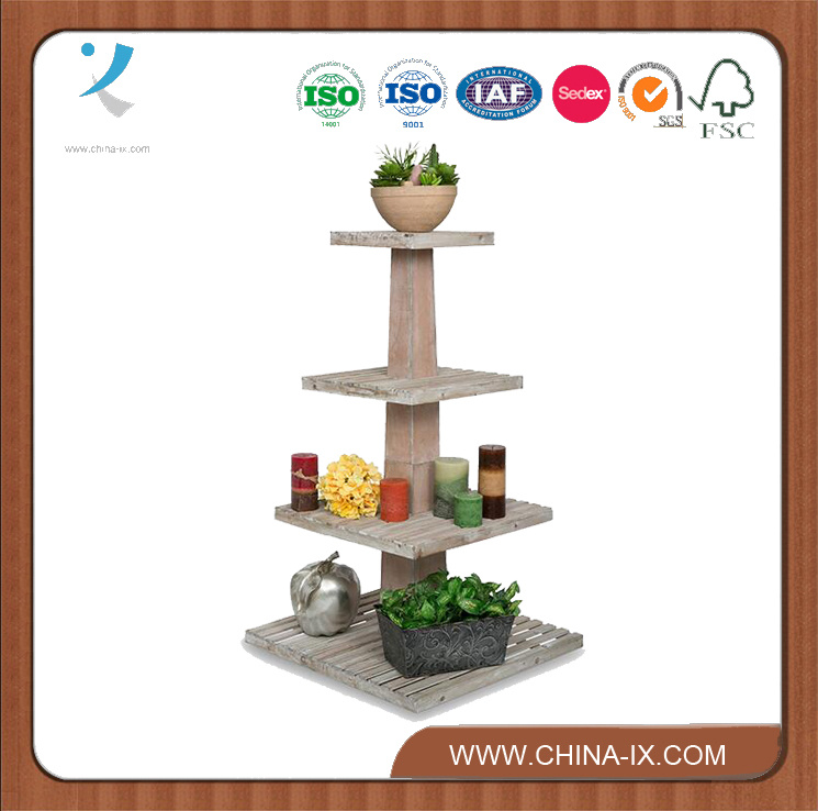 Four Tier Square Wooden Display Table