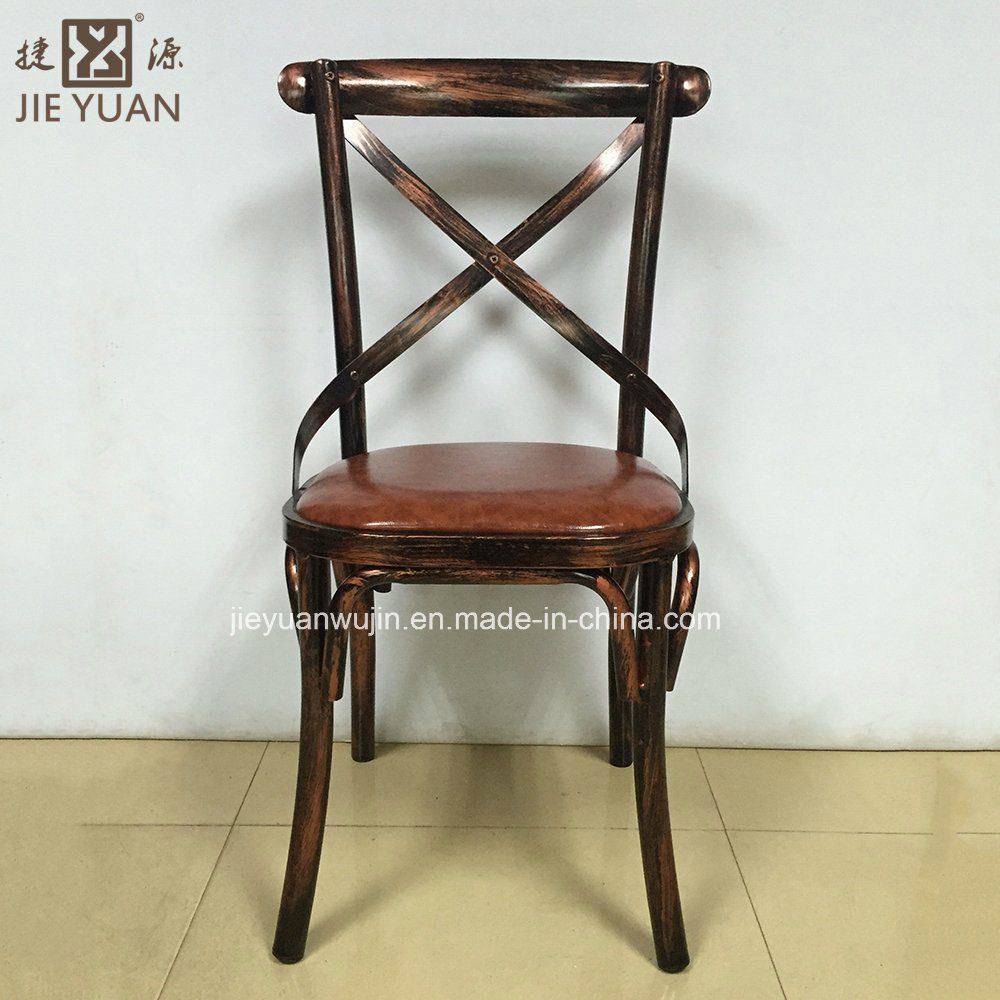 Industrial Restaurant Furniture Cross Back Metal Dining Chair