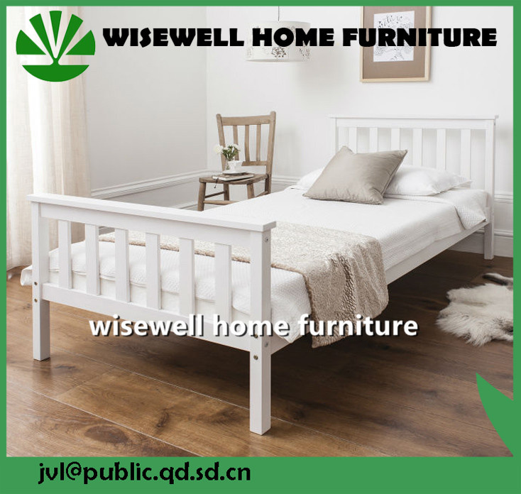 Wooden Single Bed in White Color