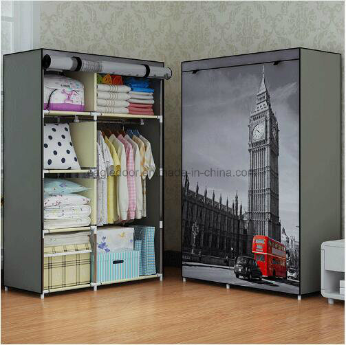 Fashion Design DIY Non-Woven Anti-Dust Reinforced Steel Frame Easy Disassembly Combination Wardrobe Storage Folding (FW-27)
