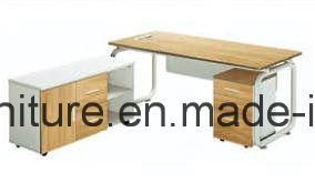 Executive Office Desk Steel Base Manager Table with Cabinets