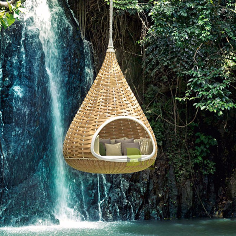 Bird's Nest Sunshine Lounge Beach Circular Garden Furniture Rattan Sunbed T582