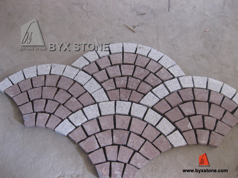 Red Porphyry + G603 Light Grey Granite Cobblestone