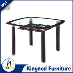 PU Cover Glass Dining Table Set