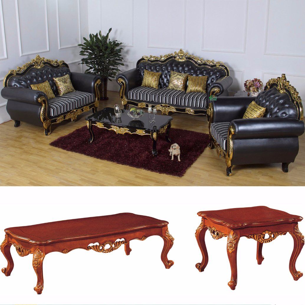 Classic Leather Sofa with Wooden Sofa Frame (929F)