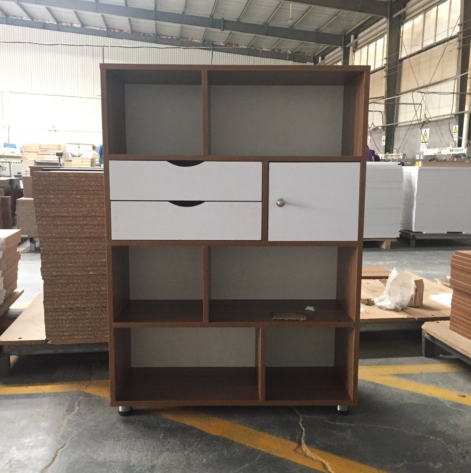 Modern Bookcase with Drawer and Door