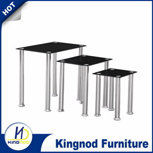 Attractive Design 3PCS Square Glass Nesting Table