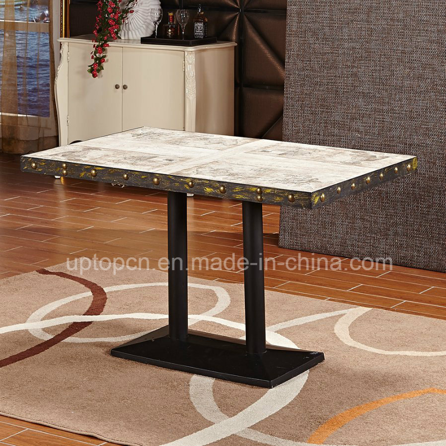 Antique Rectangle Restaurant Table with Black Metal Leg (SP-RT544)