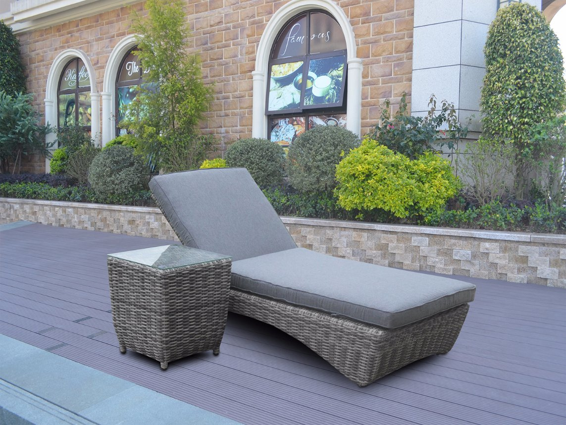 Patio Garden Half Round Lounge Home Hotel Office Buffalo Outdoor Sunbed (J6958)