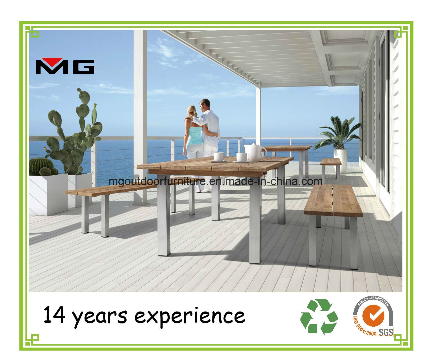 Outdoor Garden Bench with Stainless Steel Frames
