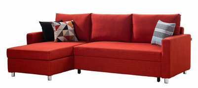 L Shaped Fabric Sofa Cum Bed with Storage