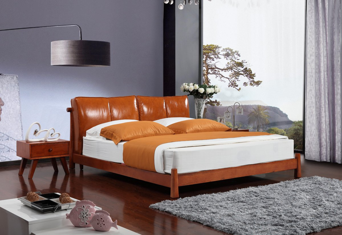 Home Furniture Modern Half Leather Soft Bed (SBT-30)