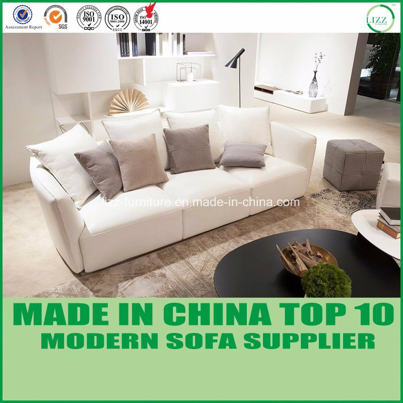 Pure White Latex Loveseats Modern Leather 1+2+3 Sofa
