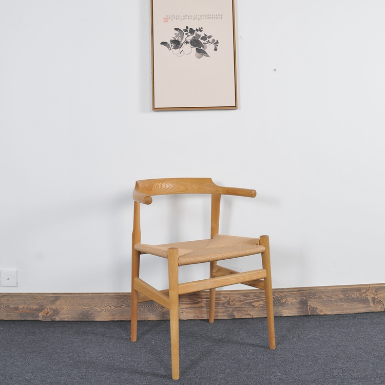 Henar Wooden Frame and Rattan Seat Dining Room Chairs for Cafe Furniture