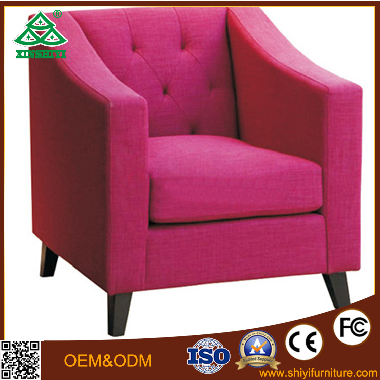 Modern Solid Wooden Leather Single Sofa Fabric Sectional Sofa