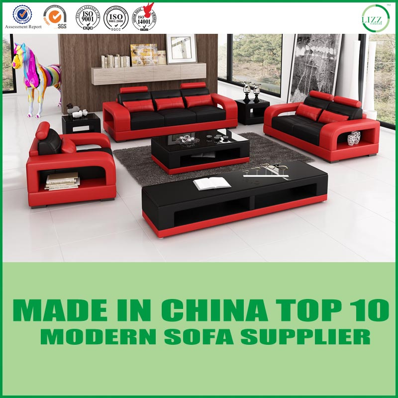Red Color Modern Loveseat Custom Italian Sectional Leather Sofa