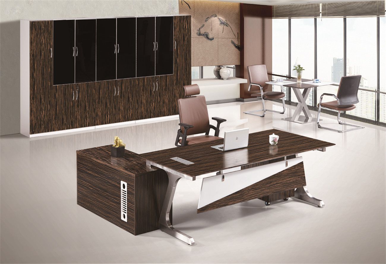 Modern White Paint Durable Melamine Executive Veneer Work Table