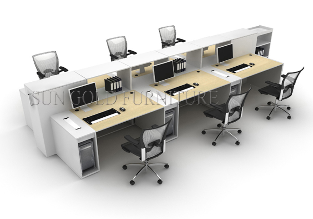Wooden Office Workstation Design, Staff Table with Partition (SZ-WS58)